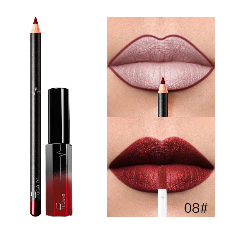 Pudaier 36 Color Matte Lip Gloss Lip Liner Matte Matte Lip Glaze Lipstick Pencil