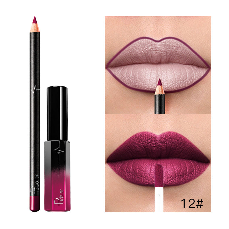 Pudaier 36 Color Matte Lip Gloss Lip Liner Matte Matte Lip Glaze Lipstick Pencil