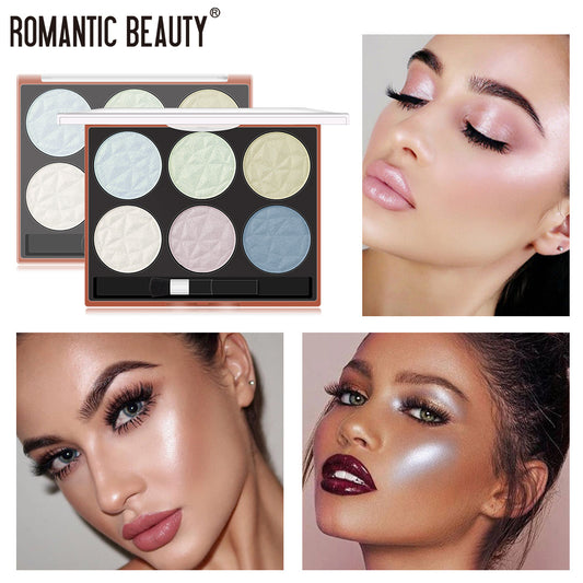 Romantic Beauty 6-Color Highlighter Repair Pearl Not Easy To Take Off Makeup Makeup Finishing Highlighter