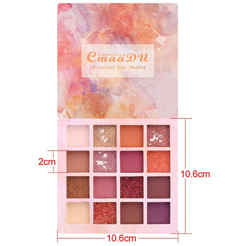 CmaaDu 16 Shades of Shiny Eyeshadow Makeup Matte and Metallic Waterproof Glitter