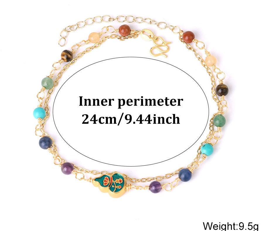 Original Freshwater Color Beaded Bracelet Natural Stone Niche Summer Semi-precious Stone Head Retro Jewelry