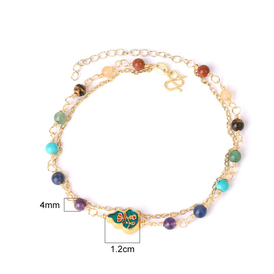 Original Freshwater Color Beaded Bracelet Natural Stone Niche Summer Semi-precious Stone Head Retro Jewelry