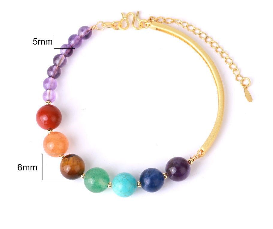 Original Freshwater Color Beaded Bracelet Natural Stone Niche Summer Semi-precious Stone Head Retro Jewelry