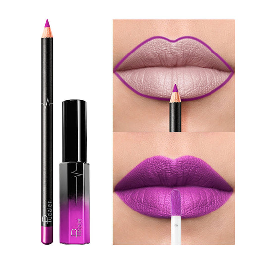 Pudaier 36 Color Matte Lip Gloss Lip Liner Matte Matte Lip Glaze Lipstick Pencil