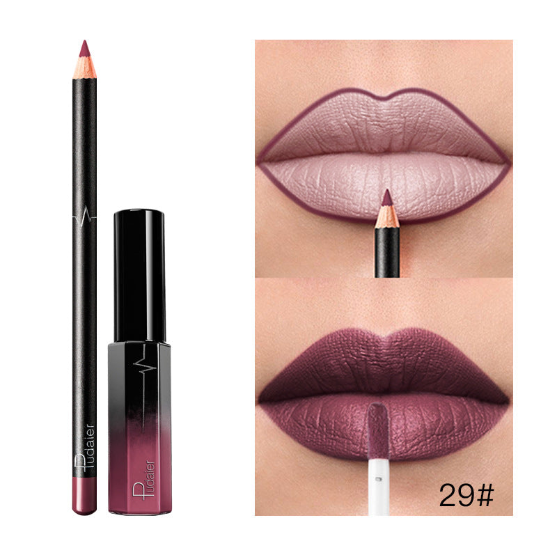 Pudaier 36 Color Matte Lip Gloss Lip Liner Matte Matte Lip Glaze Lipstick Pencil