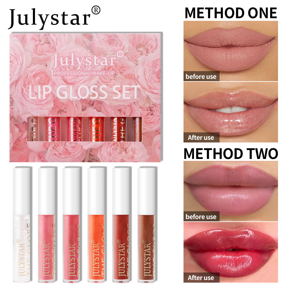 Julystar Transparent Watershine Lip Honey Pearlescent Colorless Lip Glaze Set Liquid Moisturizing Mirror Lip Color