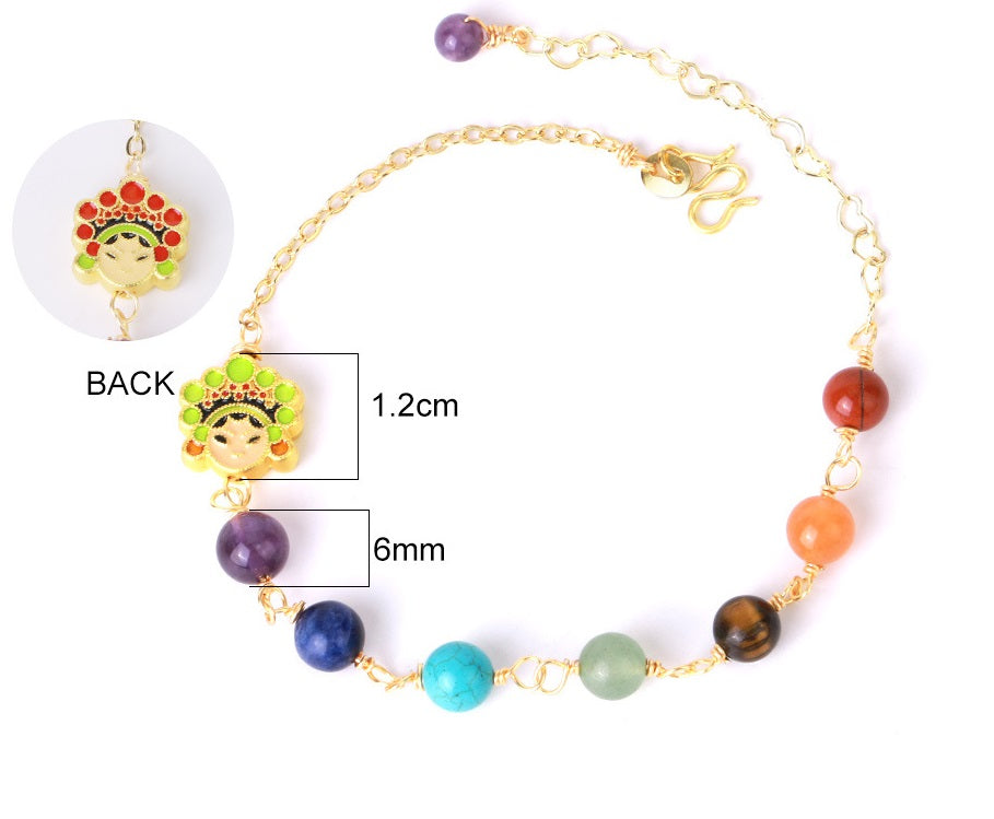 Original Freshwater Color Beaded Bracelet Natural Stone Niche Summer Semi-precious Stone Head Retro Jewelry