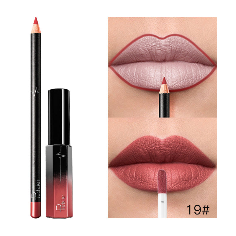 Pudaier 36 Color Matte Lip Gloss Lip Liner Matte Matte Lip Glaze Lipstick Pencil