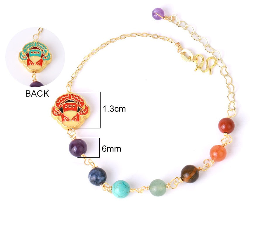 Original Freshwater Color Beaded Bracelet Natural Stone Niche Summer Semi-precious Stone Head Retro Jewelry