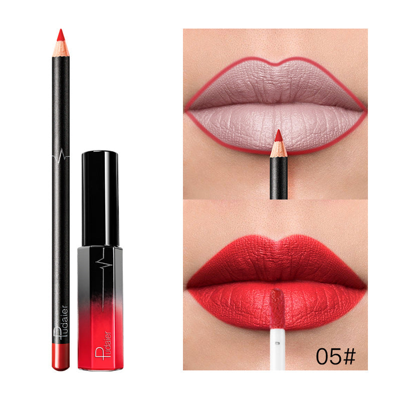 Pudaier 36 Color Matte Lip Gloss Lip Liner Matte Matte Lip Glaze Lipstick Pencil