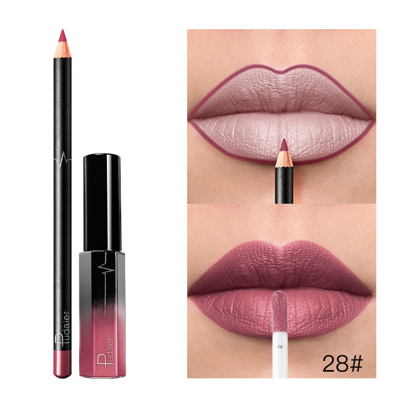 Pudaier 36 Color Matte Lip Gloss Lip Liner Matte Matte Lip Glaze Lipstick Pencil