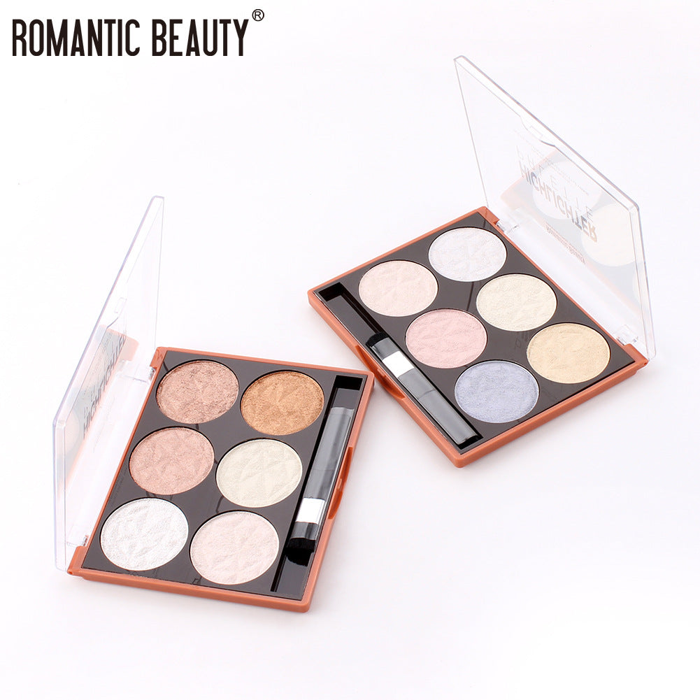 Romantic Beauty 6-Color Highlighter Repair Pearl Not Easy To Take Off Makeup Makeup Finishing Highlighter