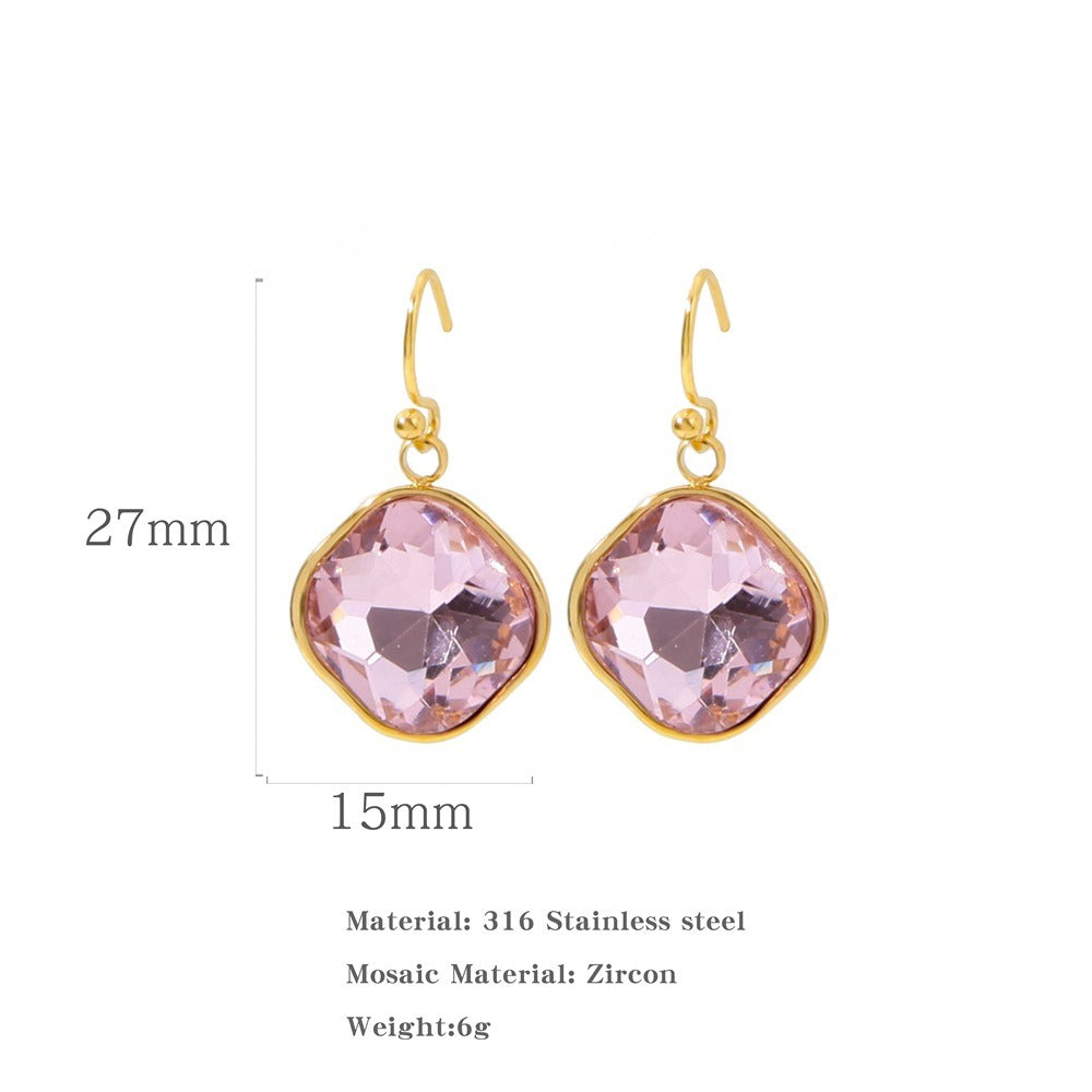 Square Zirconia Multicolor Earrings Gold Stud Earrings Earrings Earrings Jewelry