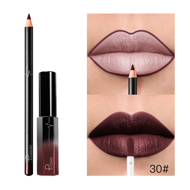 Pudaier 36 Color Matte Lip Gloss Lip Liner Matte Matte Lip Glaze Lipstick Pencil