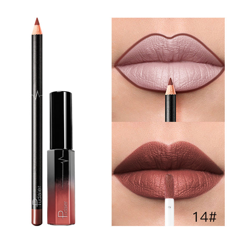 Pudaier 36 Color Matte Lip Gloss Lip Liner Matte Matte Lip Glaze Lipstick Pencil