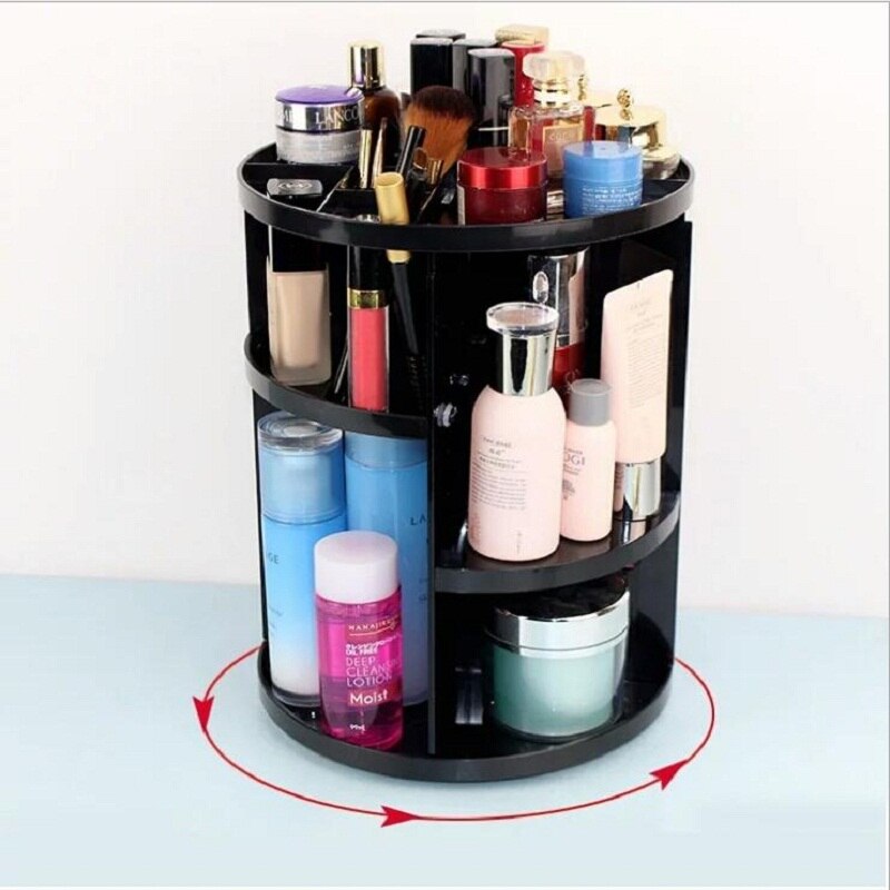 360-degree Rotating Makeup Organizer Box Brush Holder Jewelry Organizer Case Jewelry Makeup Cosmetic Storage Box