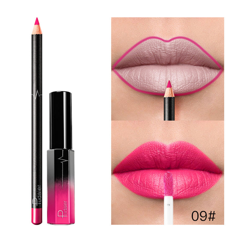 Pudaier 36 Color Matte Lip Gloss Lip Liner Matte Matte Lip Glaze Lipstick Pencil