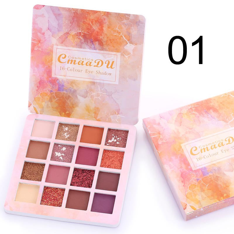 CmaaDu 16 Shades of Shiny Eyeshadow Makeup Matte and Metallic Waterproof Glitter