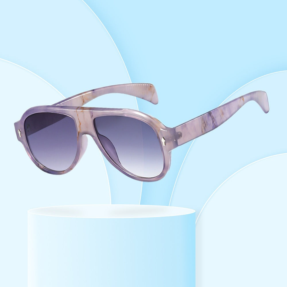 Retro Punk Men Pilot Sunglasses Fashion Rivets Decoration Gradient Eyewear Shades  Women Trending Purple Sun Glasses